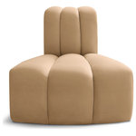Meridian Furniture - Arc Upholstered Modular Component, Camel, 1-Piece: Reverse Corner, Velvet - Give your living room or den the perfect blend of style and versatility with this Arc velvet fabric curved reverse corner chair. Part of the Arc modular furniture collection, this chair comes upholstered in rich camel velvet fabric and features deep channel tufting that adds a touch of luxury while enhancing comfort and support. A seamless combination of form and function, this chair can be used with other Arc pieces to create a myriad of configurations in your well-curated room.