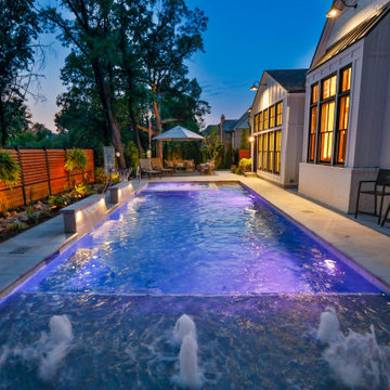 Lemont, IL Rectilinear Pool with Interior Hot Tub