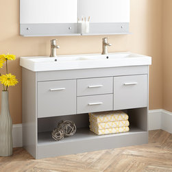 48" MORROW DOUBLE VANITY WITH MIRRORS - GRAY - Bathroom Vanities And Sink Consoles