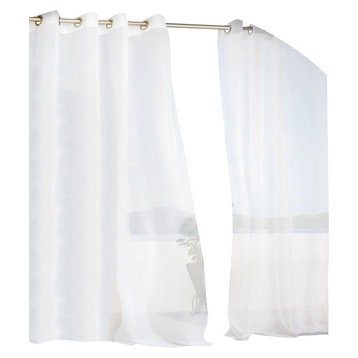 Escape Outdoor Sheer Grommet Top Curtain Panel, White, 54"x108"