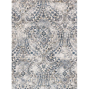 Microfiber Polyester Torrance Rug by Loloi, Ivory and Indigo, 2'7"x4'