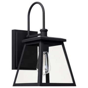 Belmore 1-Light Outdoor Wall Lantern, Black, 7.5"x14.5"