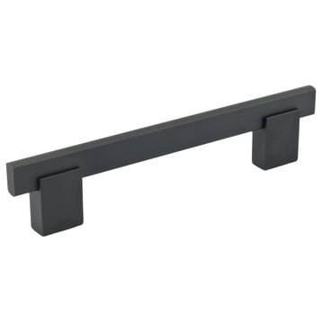 Bridge Style Black Solid Metal Pull, 5-1/32" Hole Centers, 6-5/16" Long, 5