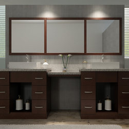 Ace 97 inch Double Sink Bathroom Vanity Set Walnut Finish - Bathroom Vanities And Sink Consoles