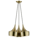 Livex Lighting - Livex Lighting 3 Light Antique Brass Cluster Pendant - The distinctive shape of the Waldorf 3-light teardrop cluster pendant in an antique brass finish makes it a wonderful accent for any setting. A gleaming shiny white finish on the interior of the metal shades brings a refined touch of style.