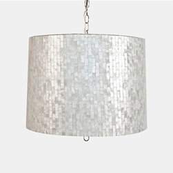 worlds away - Worlds Away Capiz Shell Drum Pendant - Brick Large Lighting - Pendant Lighting
