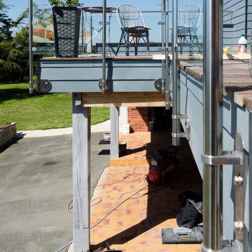 Conception sur mesure, pose mixte plat et applique, verre + 2 câbles