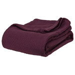 Blue Nile Mills - 100% Cotton Metro Chevron Thermal Woven Blanket, Plum, Throw - Wrap yourself in this incredibly soft and luxurious blanket. It features a beautiful herringbone chevron weave, and a self-binding hem is constructed into the blanket to provide strength and add a clean crisp edge. These beautiful blankets provide lightweight warmth ideal to use all year around.