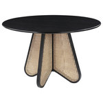 Meridian Furniture - Butterfly Dining Table, Black Finish - Give your dining space a traditional makeover with this Butterfly dining table from Meridian Furniture. Its solid rubber wood frame features a sleek black finish that complements the dining chairs. Its natural cane base is reminiscent of a mid-century design, so you can relax in style as you dine, and making this piece right at home in any living space.