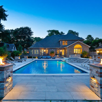 Prospect Heights Outdoor Living Project with Swimming Pool and Hot Tub
