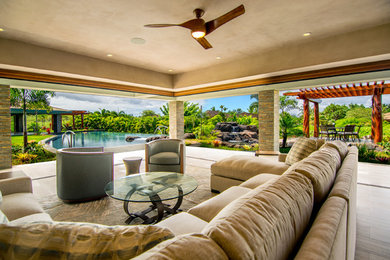 Inspiration for a coastal living room remodel in Hawaii