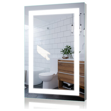 LED Backlit Mirror, Vertical/Horizontal, Wall Mount, Hardwire, 24x36", 1 Button