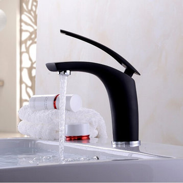 Saragozza Deck Mounted LED Single Handle Bathroom Faucet, Black