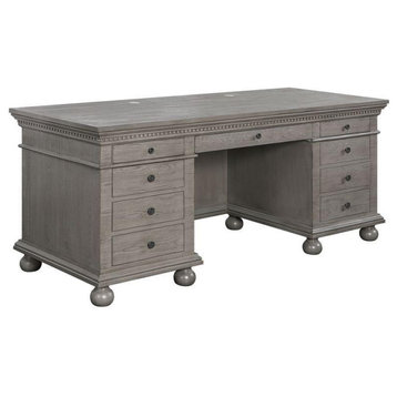 ACME Gustave Wooden Executive Writing Desk with 9 Drawers in Gray Oak