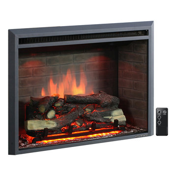 Puraflame Western Electric Fireplace Insert With Remote Control, 750/1500W, 33"