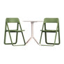White Table and 2 Olive Green Chairs