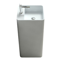 ADM Bathroom Design - ADM Square Freestanding Pedestal Sink, White, 19" - Bathroom Sinks
