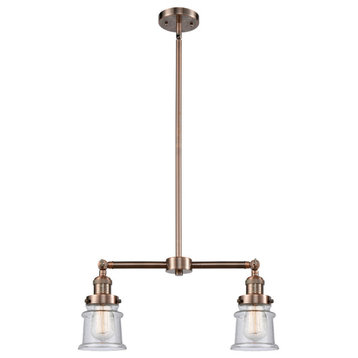 Small Canton 2-Light Chandelier, Antique Copper, Seedy