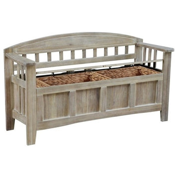 Linon Lottie Entryway Wood Storage Bench in Washed Natural