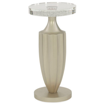 Modern Uptown Round Bubble Glass Top Accent Table