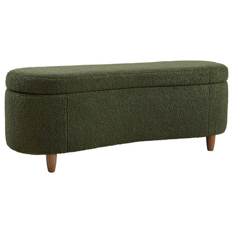 INK+IVY Bailey Boucle Flip Top Storage Bench, Green