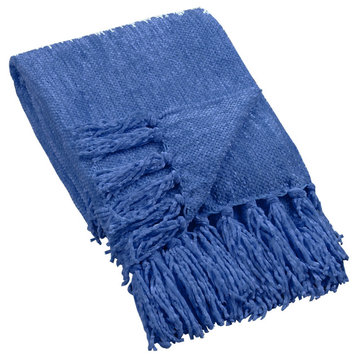 Crystal Chenille Jumbo Throw Blanket, Lapis Blue