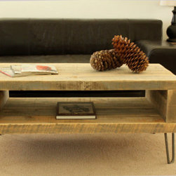 Reclaimed Wood Coffee Table Open Storage Area - Coffee Tables