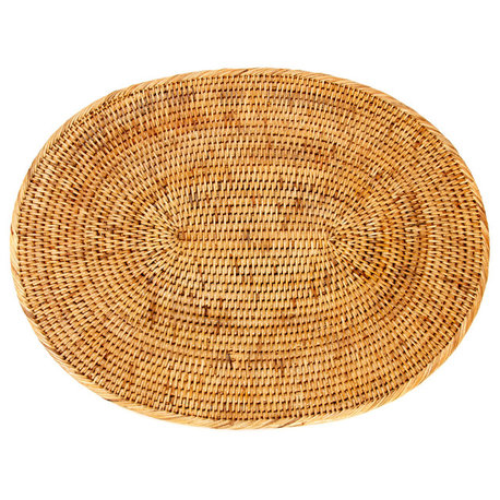Artifacts Rattan Oval Placemat, Honey Brown, Medium