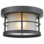 Z-Lite - Z-Lite 556F-BK Exterior Additions 1 Light Outdoor Flush Ceiling Mount in Black - With its sturdy dual frames encasing uniqueseedy glass panels, this flush mount exudes a classic craftsmen style that is bold yet charming. Available in Black or Oil Rubbed Bronze, these fixtures will accent any outdoor setting.