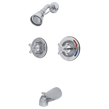 Kingston Pressure Balanced Two-Handle Tub and Shower Faucet, Polished Chrome