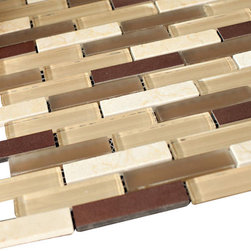 Caramel Macchiato Aliminum Stone Glass Mosaic Tile Random Pattern for Bathroom a - Home Accessories & Decor