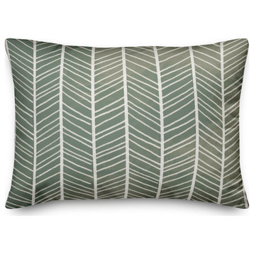 Green Chevron Lines 14x20 Indoor/Outdoor Pillow