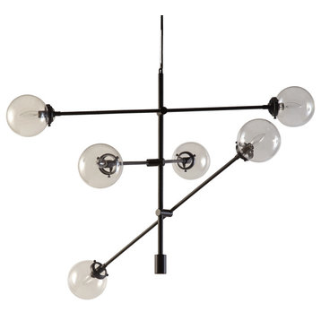 INK+IVY Cyrus 6-Globe Light Architectural Metal Chandelier, Bronze