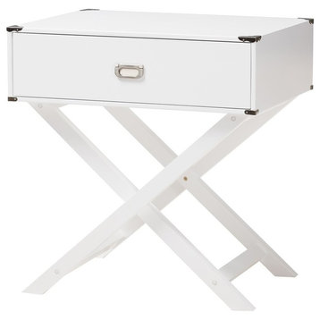 Baxton Studio Curtice Modern And Contemporary White 1-Drawer Wooden End Table
