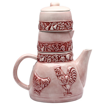 Rooster Teapot, Sugar and Creamer Set