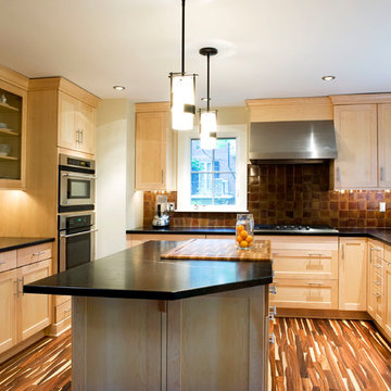 Contemporary Green Kitchen & Soapstone Countertops