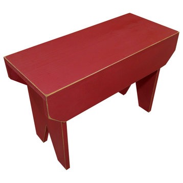 Simple Wood Bench, Old Red