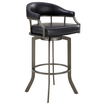 Pharaoh Swivel 30" Mineral and Black Faux Leather Bar Stool