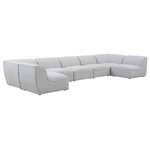 Meridian Furniture - Miramar Linen Textured Fabric  7-Piece Modular U-Shaped Sectional, Grey - Bring home the Miramar modular sectional to give your home a comfortable new element. This welcoming sectional has a modular design, so you can move its components to suit your preferences. Premium construction using a solid frame and soft grey linen textured upholstery makes it a durable choice for the living room or family room. Pairing its components with other pieces in the Miramar lineup is easy, thanks to attachment latches on each piece.