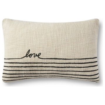 Natural/Black 13"x21" Love Striped Accent Pillow