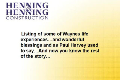 Wayne Henning's Work History