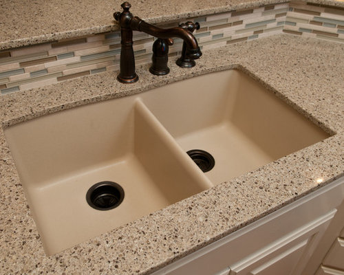 biscuit colored kitchen sink single hole