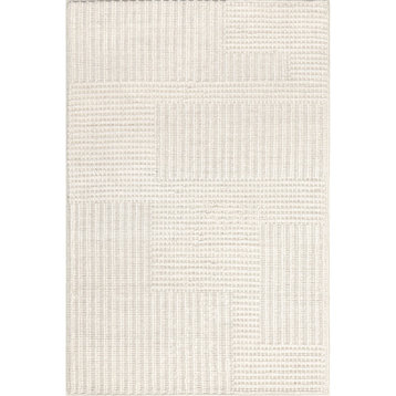 nuLOOM Dorene Contemporary High-Low Striped Wool Area Rug, Ivory 4' x 6'