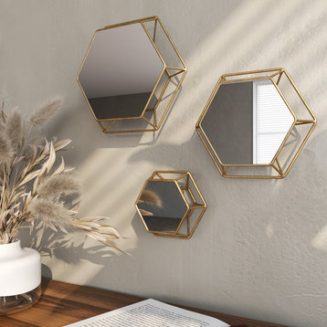 Shanton Hexagonal Wall Mirrors (Set of 3)