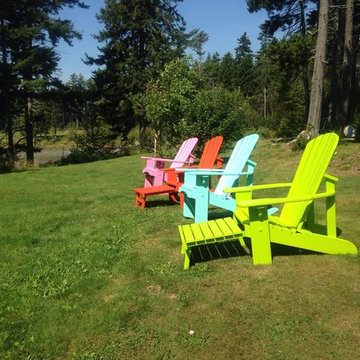 Western red cedar Adirondack chairs making a fun statement in bright colors