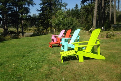 Western red cedar Adirondack chairs making a fun statement in bright colors