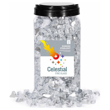 1/2" Reflective Tempered Fire Glass, Diamond Starlight, 10 lb. Jar