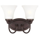 Sea Gull Lighting - Sea Gull Lighting 44806-710 Holman - 2 Light Wall Bath Sconce - The Holman collection by Sea Gull Lighting bringsHolman 2 Light Wall  Bronze Satin Etched UL: Suitable for damp locations Energy Star Qualified: n/a ADA Certified: n/a  *Number of Lights: 2-*Wattage:60w Incandescent bulb(s) *Bulb Included:No *Bulb Type:A19 Medium Base *Finish Type:Bronze