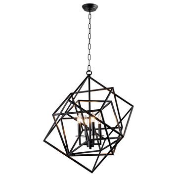 Liam Pendant Lighting Fixture with Cast Iron Frame in Black and Brass Finish