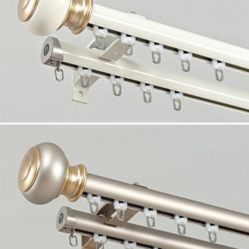 QYR98 On Sales Ivory Black Blue Gold Aluminum alloy Curtain Track Set With Ball